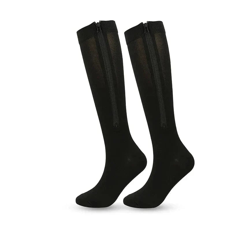 Chaussette Orthopédique Femme Montante avec Fermeture Éclair - Noir / XXL