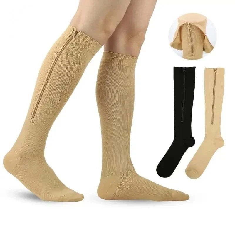 Chaussette Orthopédique Femme Montante avec Fermeture Éclair - Noir / S-M