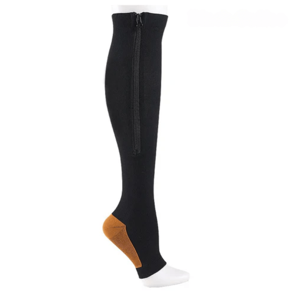 Chaussettes Compression Fermetures Éclaires - Noir - café / S-M