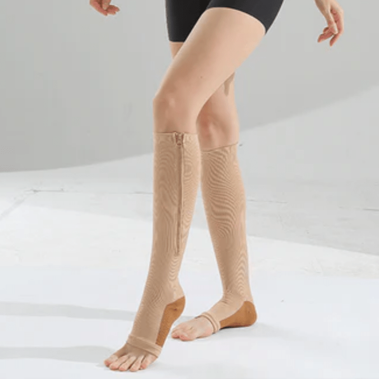 Chaussettes Compression Fermetures Éclaires - Peau - café / L-XL