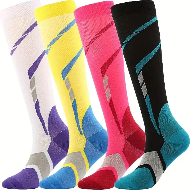 Chaussettes Compression Unisexe - Blanc et bleu / L-XL