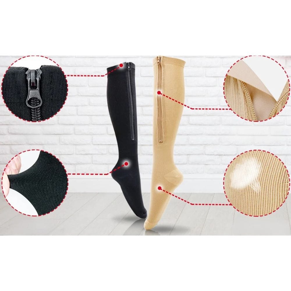 Chaussettes Contention Homme Fermeture Éclair - Noir / S/M