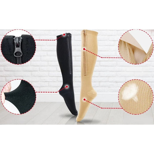 Chaussettes Contention Homme Fermeture Éclair - Noir / S/M