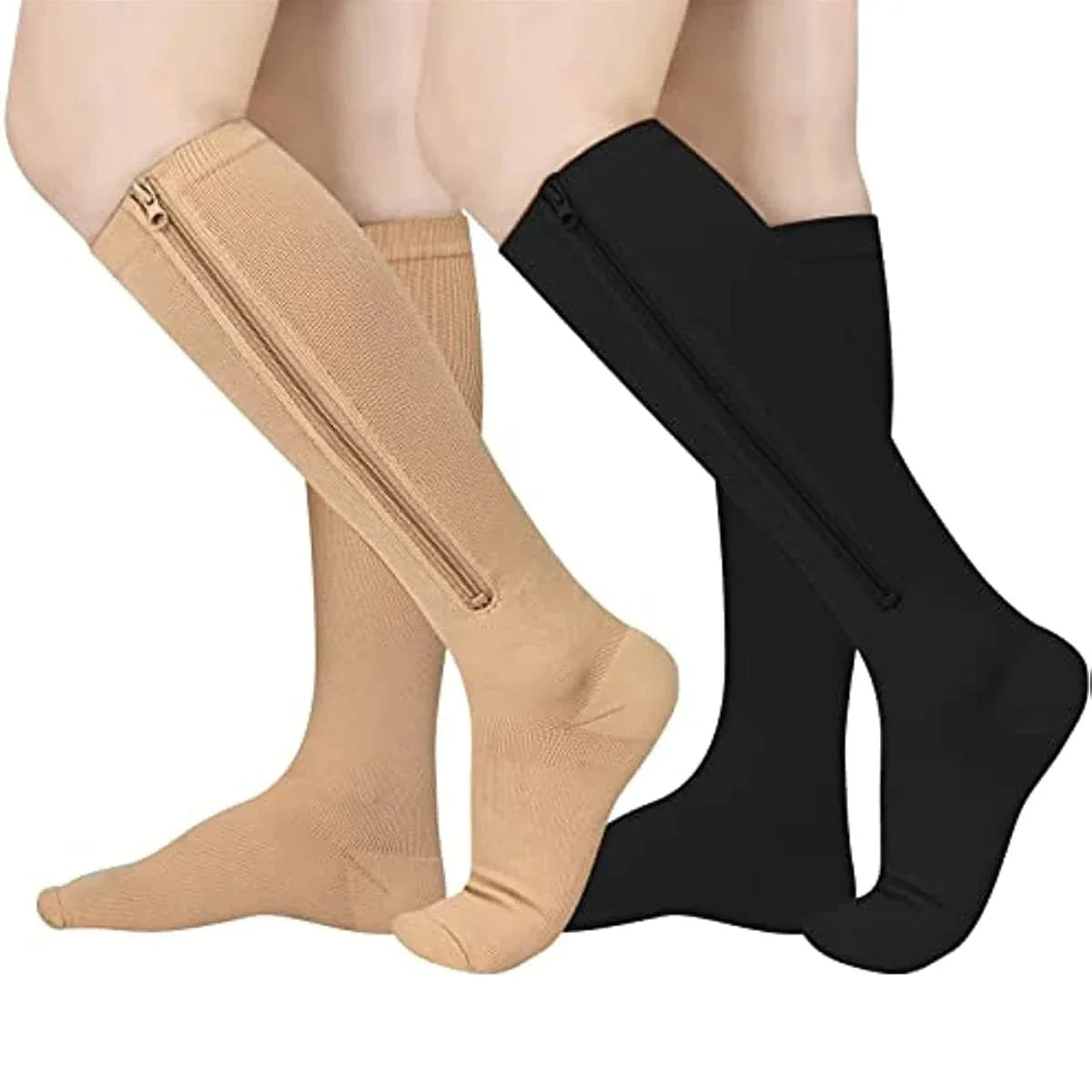 Chaussettes Contention Homme Fermeture Éclair - Noir / 3XL