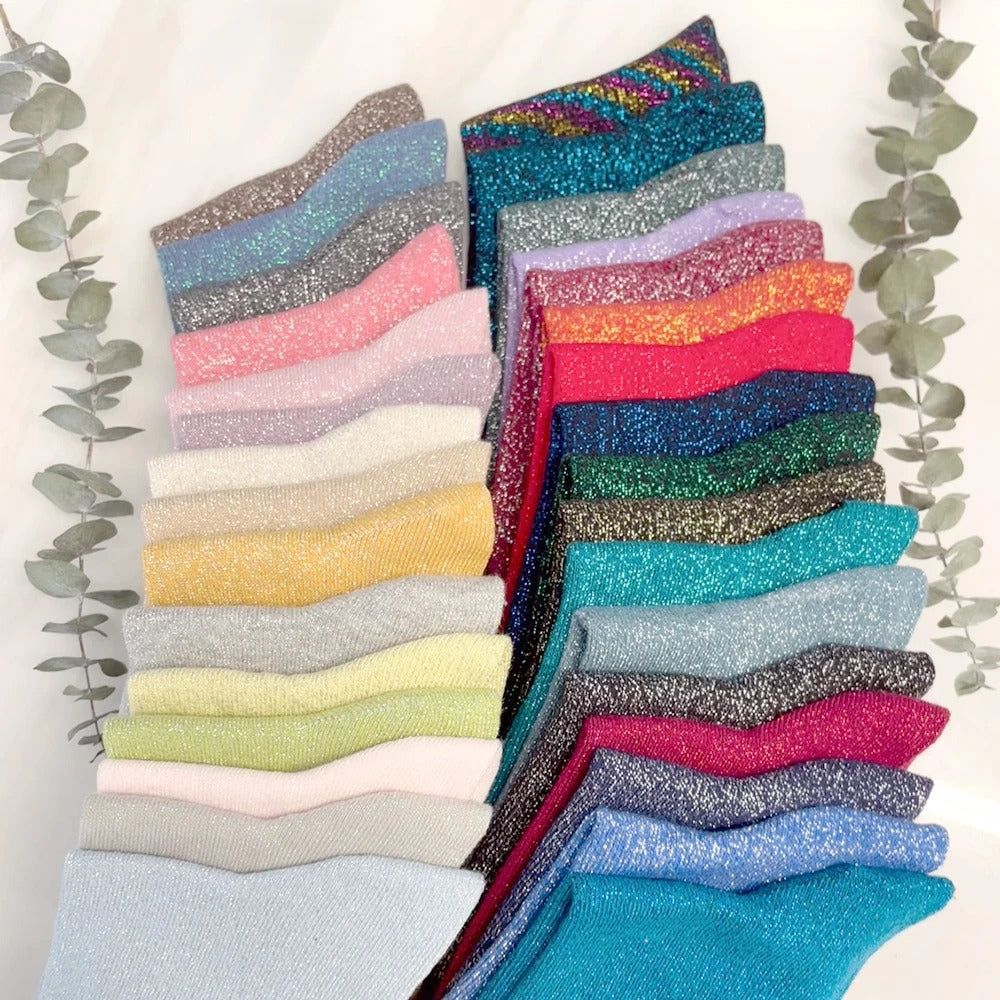 Chaussettes paillettes femme - 35 / Pink