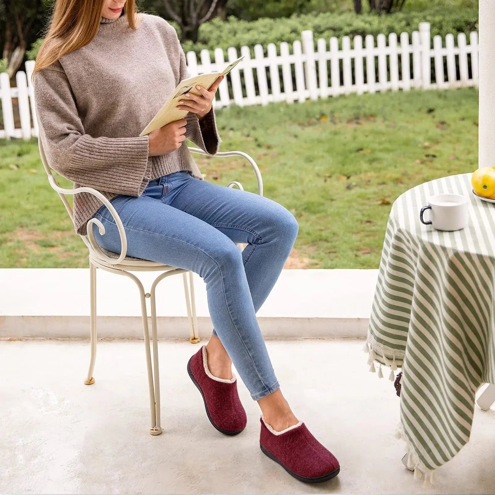 Chausson Orthopédique Femme Design et Chaud pour l’Hiver - Rouge / 41