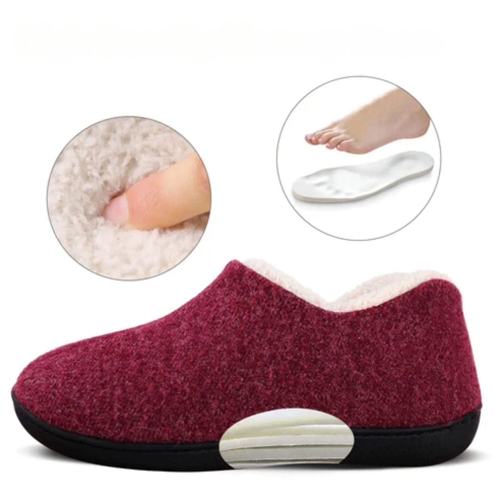 Chausson Orthopédique Femme Design et Chaud pour l’Hiver - Rouge / 37
