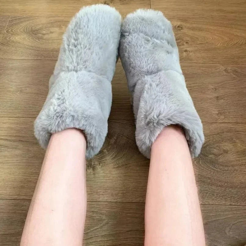 Chausson Orthopédique Femme Épais avec Intérieur en Fourrure - Gris / 41-42