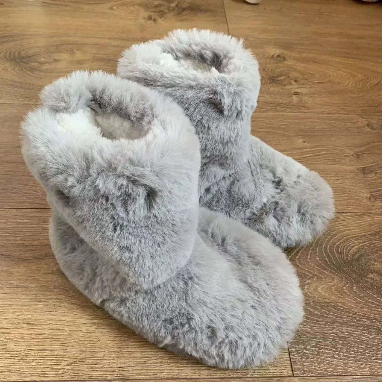 Chausson Orthopédique Femme Épais avec Intérieur en Fourrure - Gris / 39-40