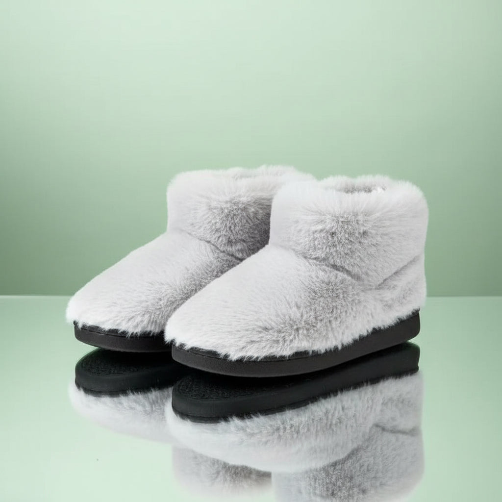 Chausson Orthopédique Femme Épais avec Intérieur en Fourrure - Gris / 36-37