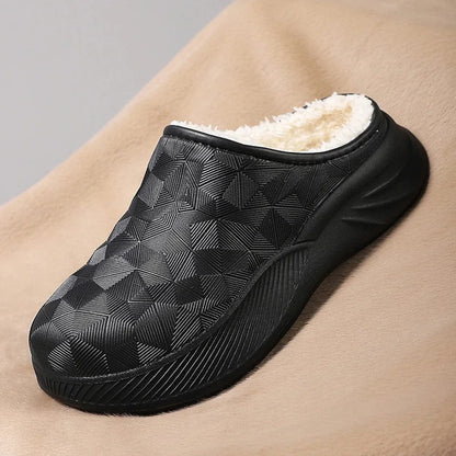 Chausson Orthopédique Homme Imperméable avec Intérieur en Fausse Fourrure - Noir / 40-41