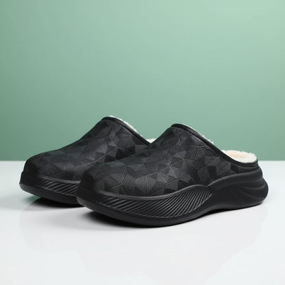 Chausson Orthopédique Homme Imperméable avec Intérieur en Fausse Fourrure - Noir / 36-37