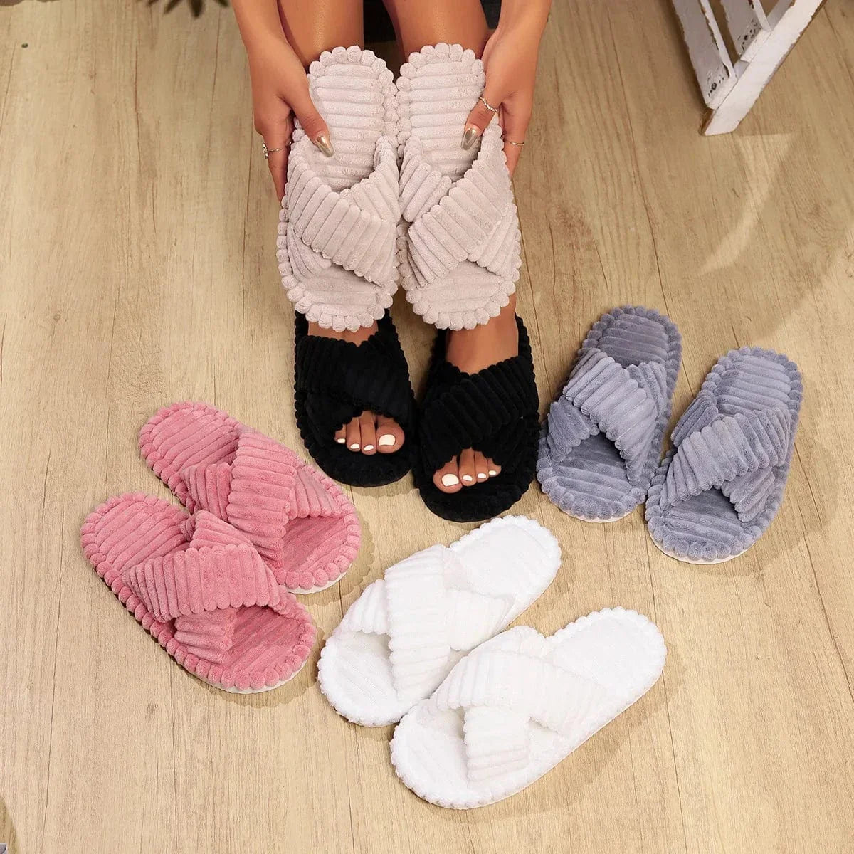 Chaussons Orthopédique en Velours Femme - Noir / 38-39