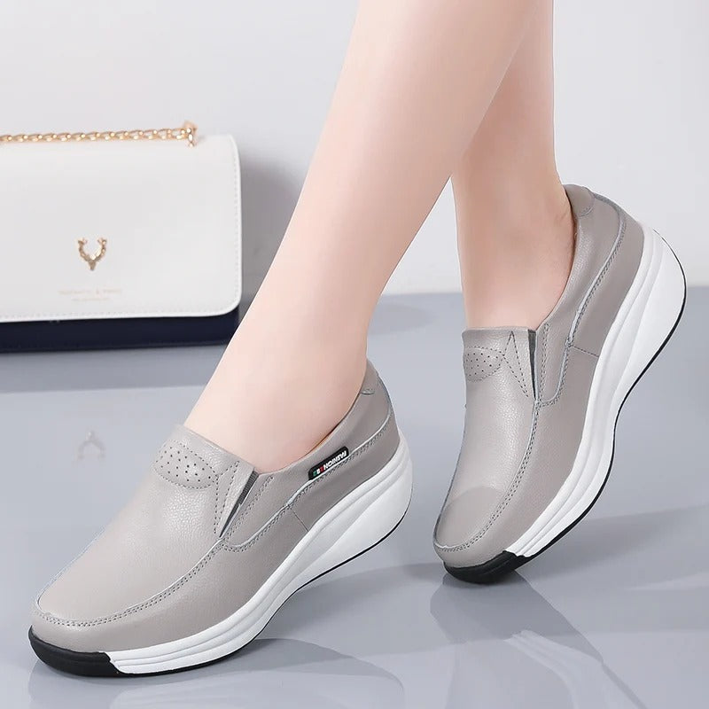 chaussure confort femme simili cuir - 36 / Silver