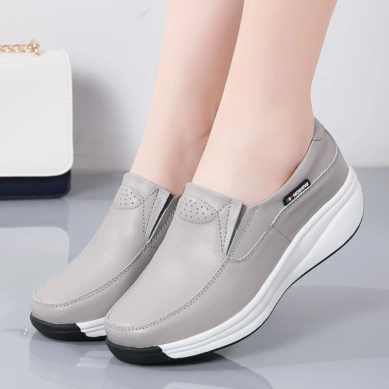 chaussure confort femme simili cuir - 37 / Silver