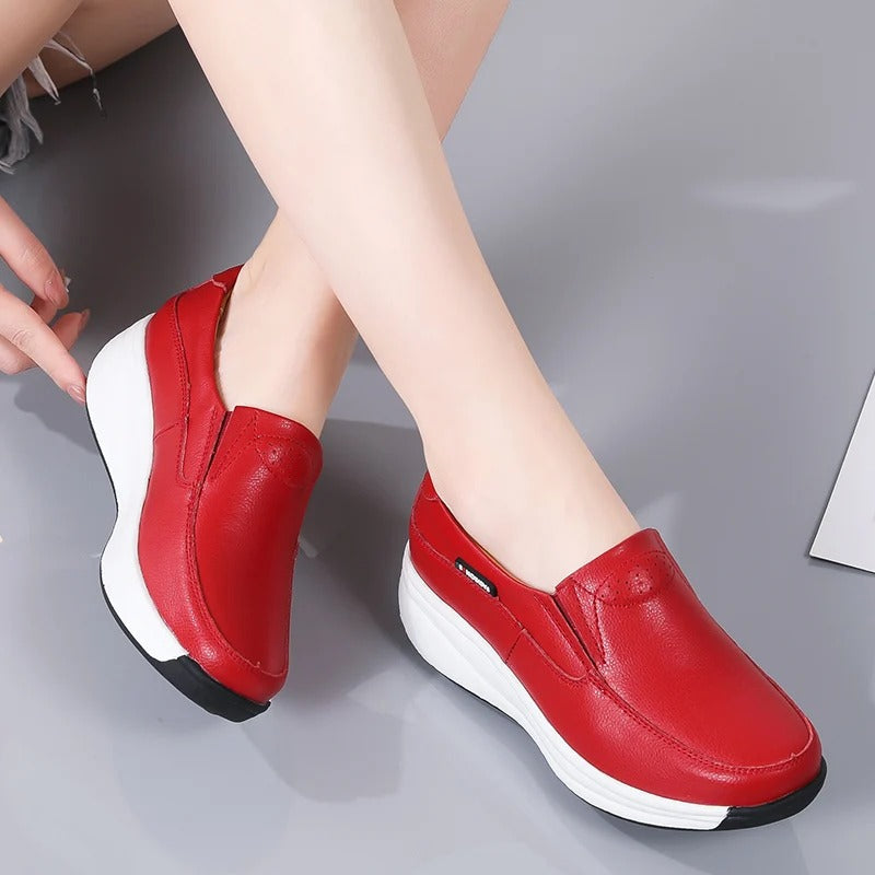 chaussure confort femme simili cuir - 36 / Red