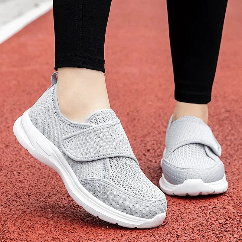 Chaussures Orthopédiques Grises à Scratch pour Femmes. - 38