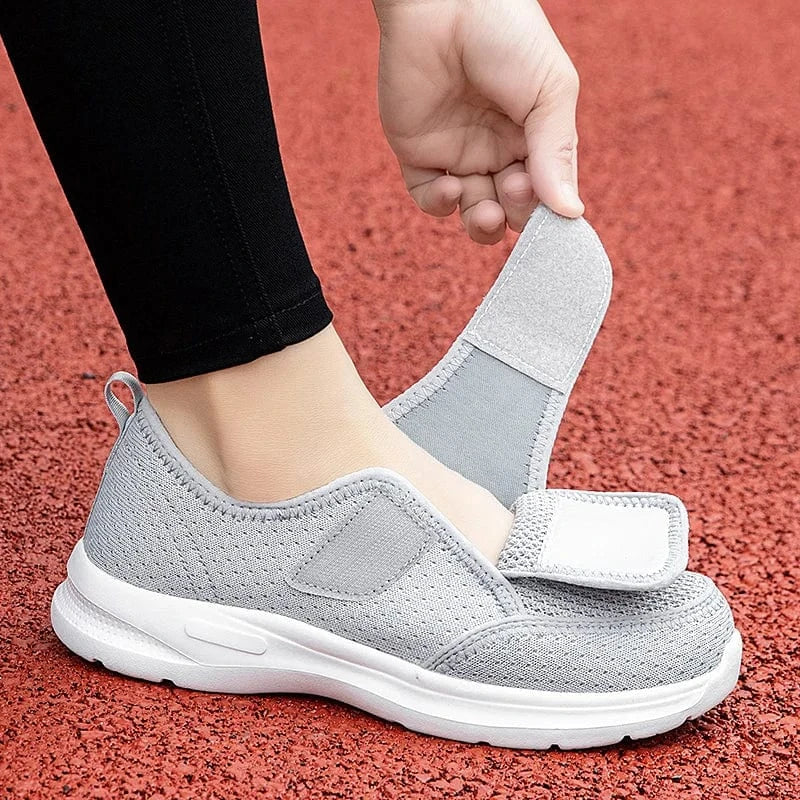 Chaussures Orthopédiques Grises à Scratch pour Femmes. - 37