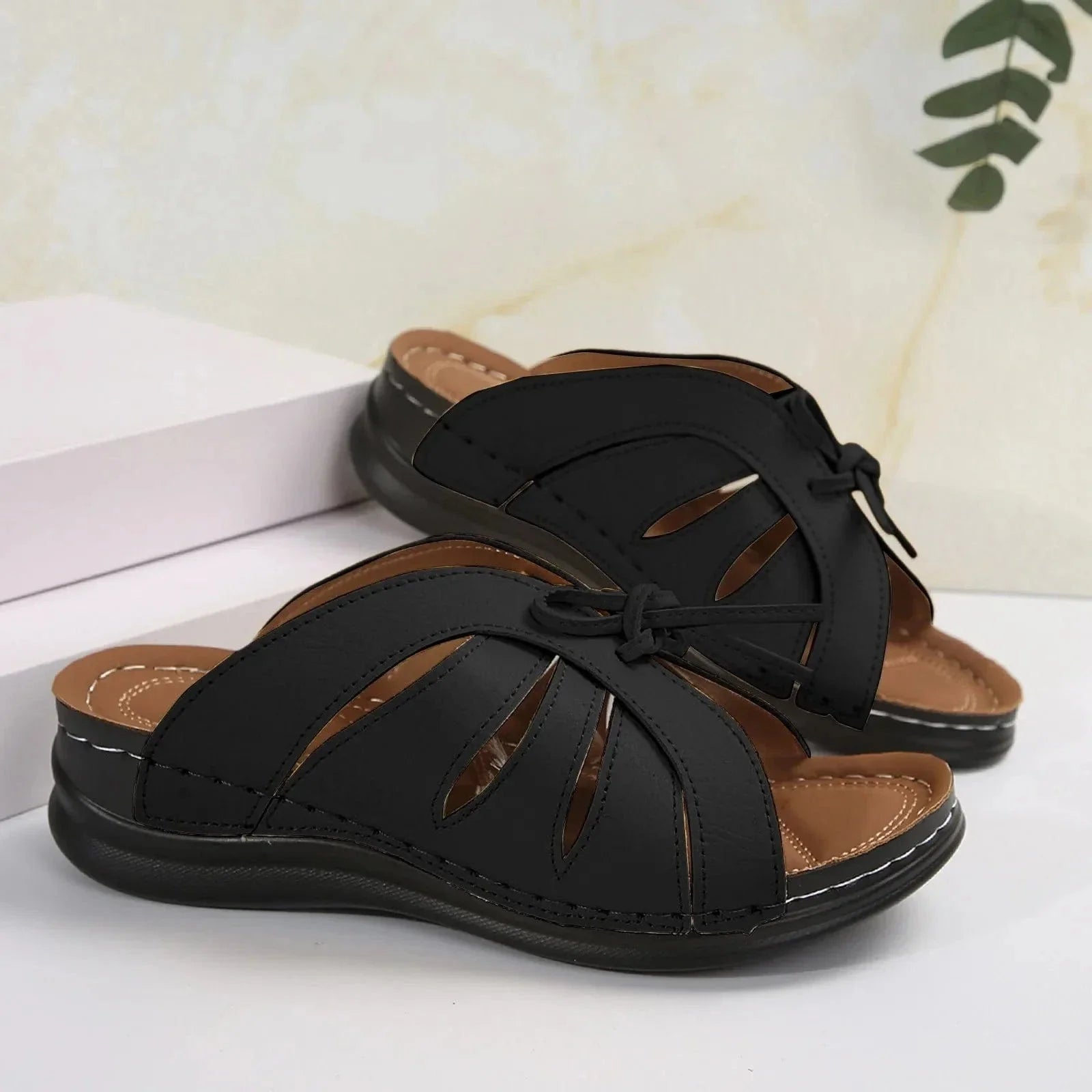 Claquette Orthopédique Femme Confortable en Simili Cuir