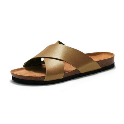 Claquette orthopédique homme à brides croisées confort - Camel / 45