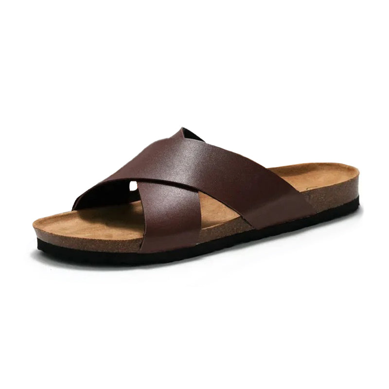 Claquette orthopédique homme à brides croisées confort - Marron / 44