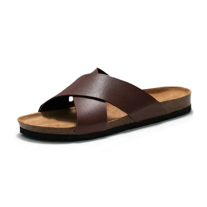 Claquette orthopédique homme à brides croisées confort - Marron / 44