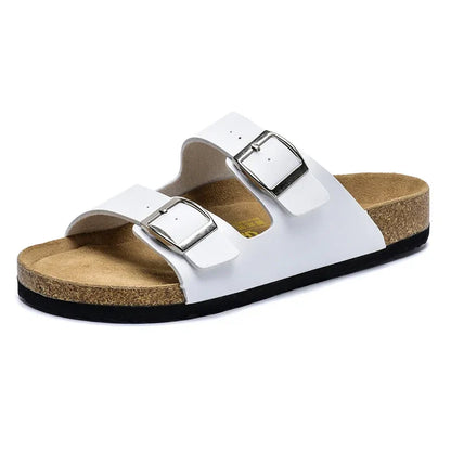 Claquette orthopédique homme double bride en liège - Blanc / 45