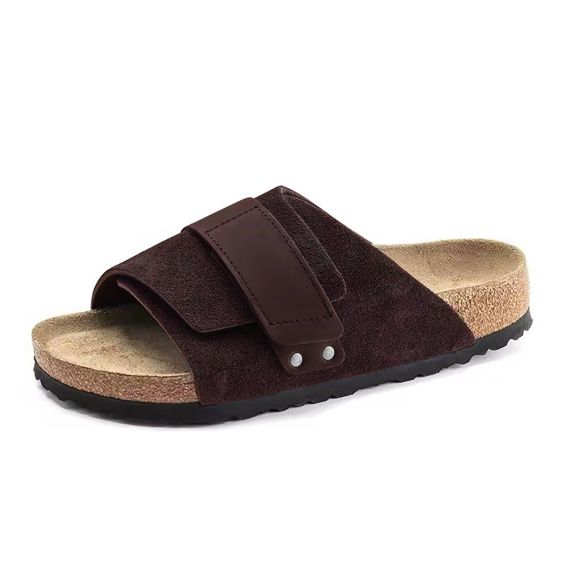 Claquette orthopédique homme en liège à scratch ajustable - Marron / 45