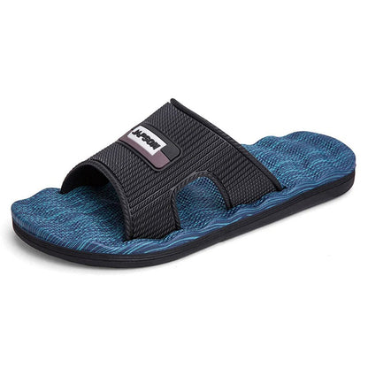 Claquette orthopédique homme semelle ondulée respirante - Noir et bleu / 40