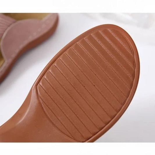 Claquette Orthopédique aux Fleurs Brodées pour Femme - Rose / 36
