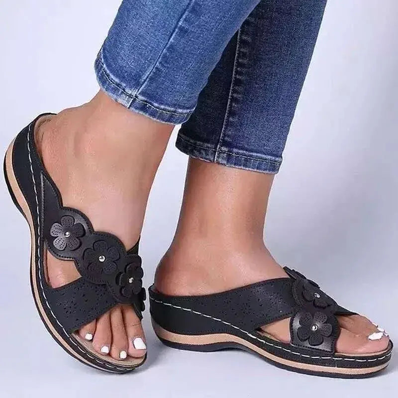 Claquette Orthopédique d’Été en Similicuir pour Femme - Marron / 37