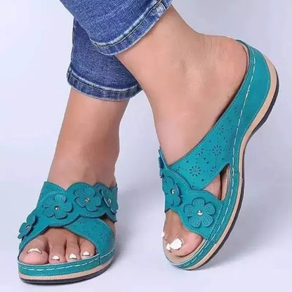 Claquette Orthopédique d’Été en Similicuir pour Femme - Marron / 38