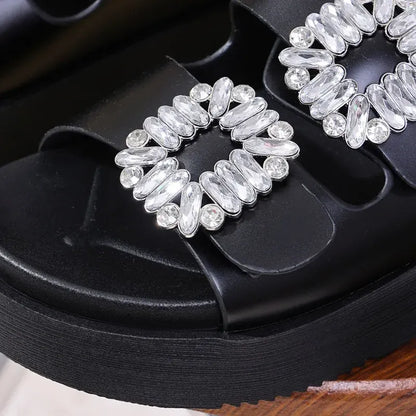 Claquette Orthopédique Femme avec Boucles Carrées Argentées - Noir / 39