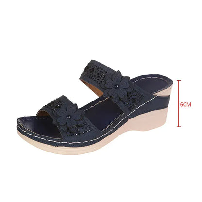 Claquette Orthopédique Femme avec des Motifs Floraux - Marron Clair / 43