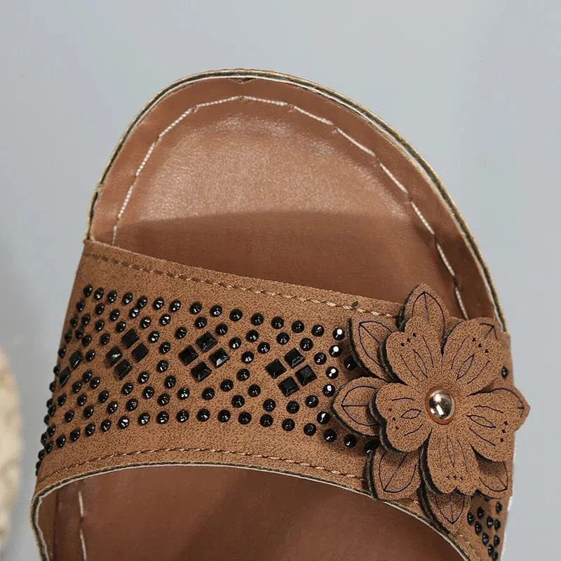 Claquette Orthopédique Femme avec des Motifs Floraux - Bleu / 39