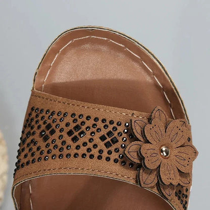 Claquette Orthopédique Femme avec des Motifs Floraux - Bleu / 39