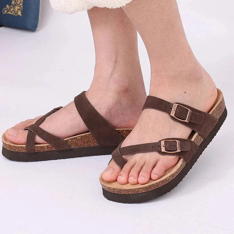 Claquette Orthopédique Femme avec Double Lanière - Beige / 39