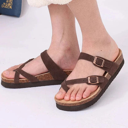 Claquette Orthopédique Femme avec Double Lanière - Beige / 39