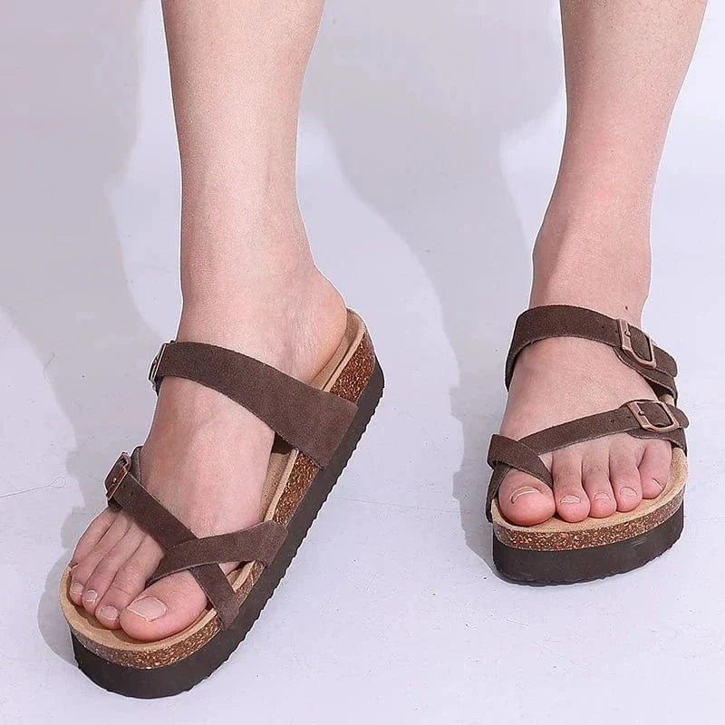Claquette Orthopédique Femme avec Double Lanière - Beige / 38