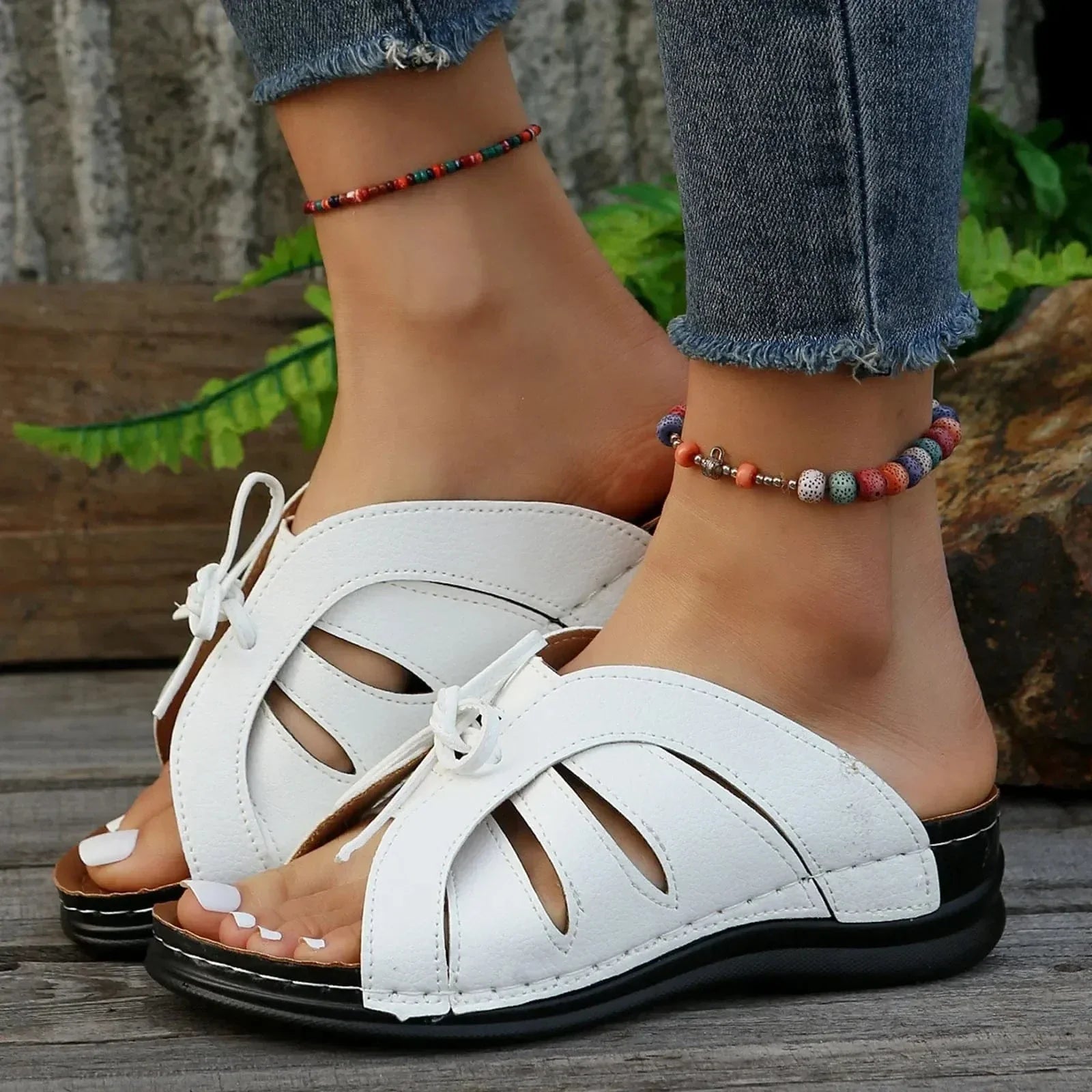 Claquette Orthopédique Femme Compensée avec Lacets - 37