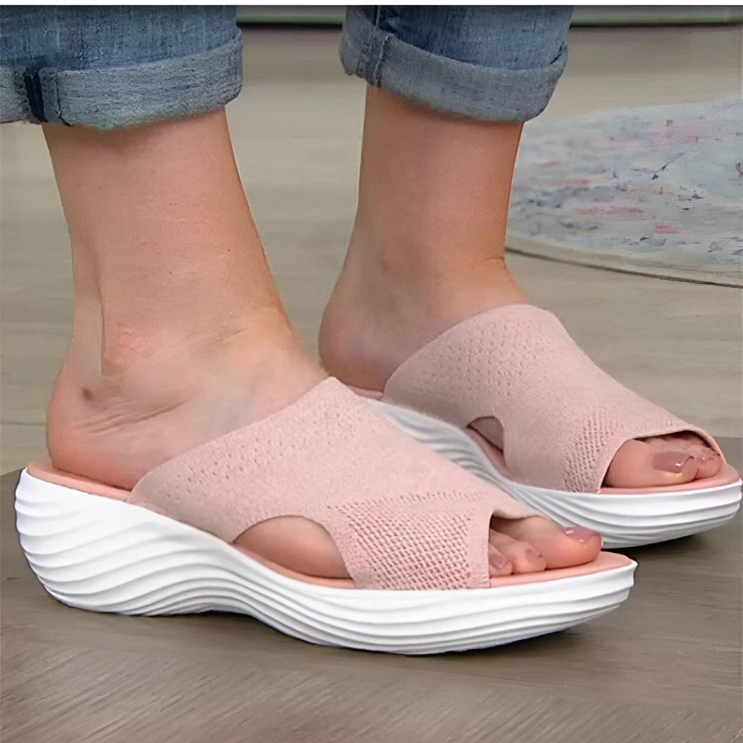 Claquette Orthopédique Femme Rose et Extensible - 37
