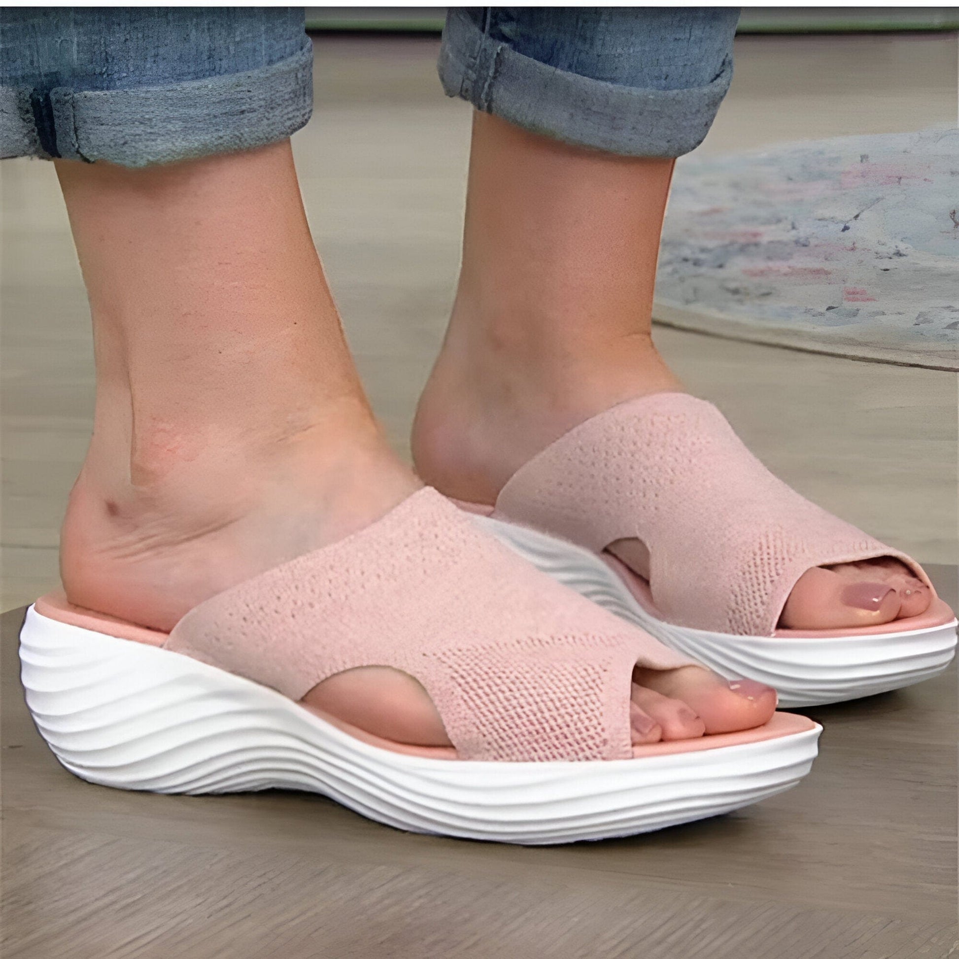 Claquette Orthopédique Femme Rose et Extensible - 37