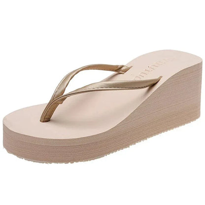 Claquette Orthopédique Femme Style Plateforme à Talon - Beige / 38