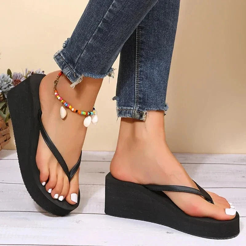 Claquette Orthopédique Femme Style Plateforme à Talon - Noir / 38