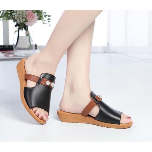 Claquettes à Semelles Orthopédiques et Compensées pour Femmes - 35