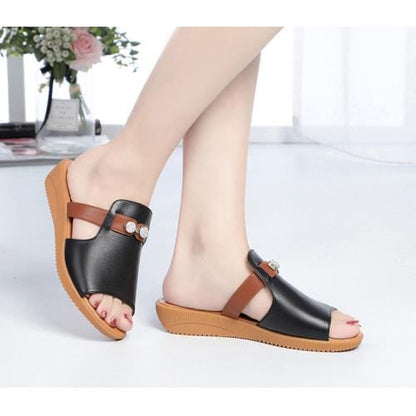 Claquettes à Semelles Orthopédiques et Compensées pour Femmes - 35