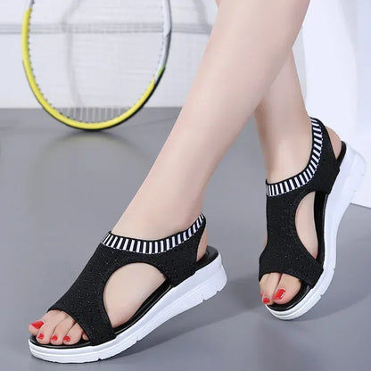 Claquettes à Talons Compensés et Orthopédiques - Noir / 37