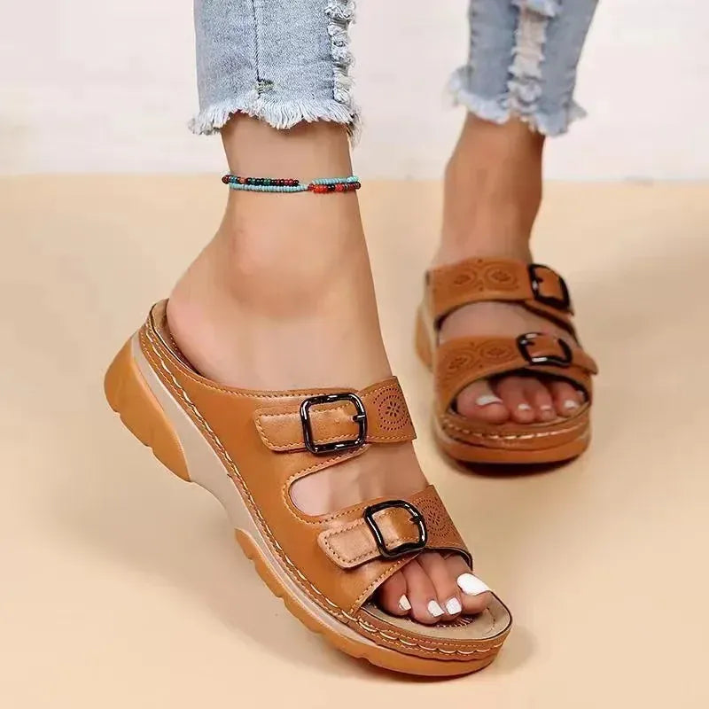 Claquettes Orthopédiques Vintage pour Femmes - Bleu foncé / 36