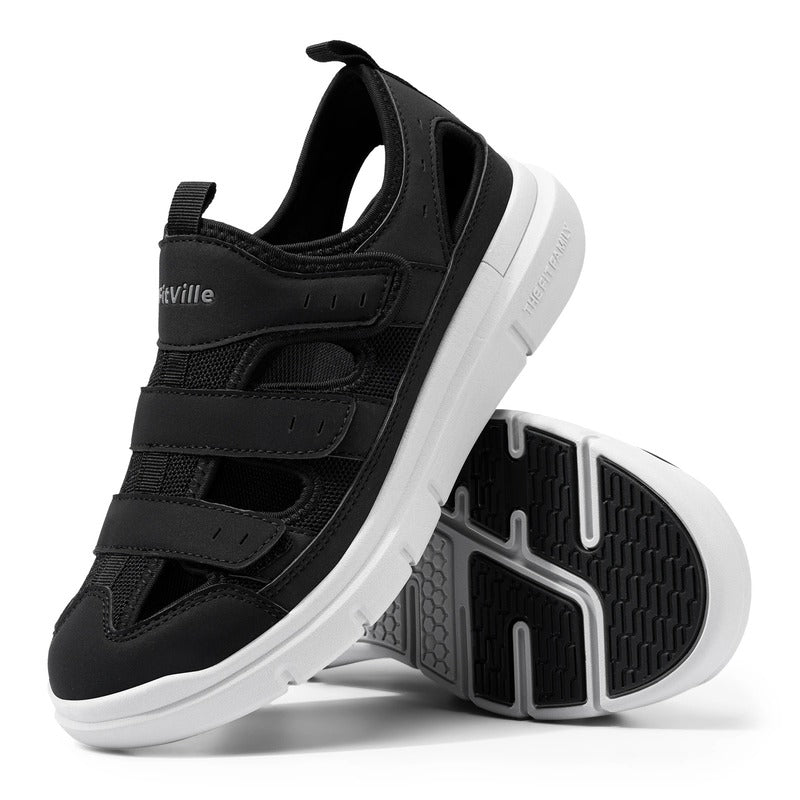 Claquettes pour homme à scratch pour pieds larges