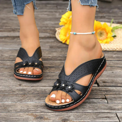 Claquettes Vintage À Semelles Orthopédiques Pour Femmes - Bleu ciel / 38.5